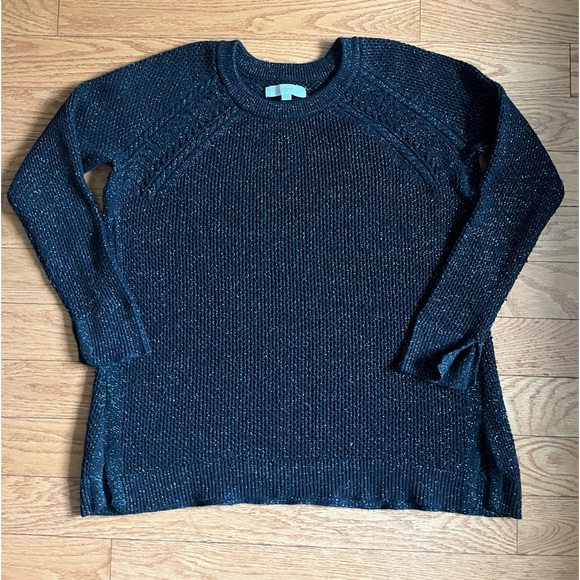 Women’s Ann Taylor Loft Black Sparkle Crew Tunic Knitted Sweater - Picture 12 of 14